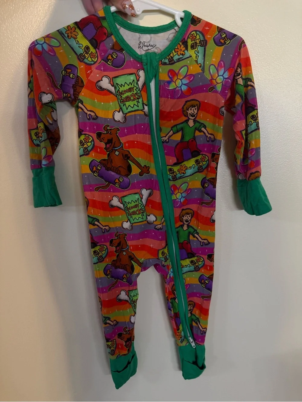 BAMBOO Multicolor Scooby-Doo Skate Print Footed One-Piece